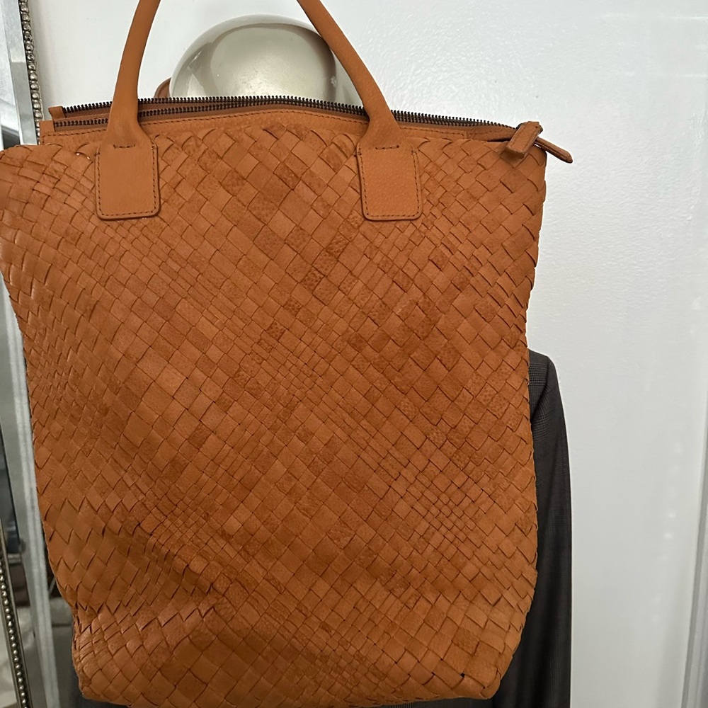 Falor Woven Tan Tote Bag